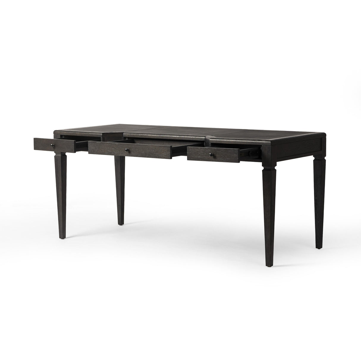 Claude Desk in Distressed Black Oak Veneer from Four Hands - Luna Furniture