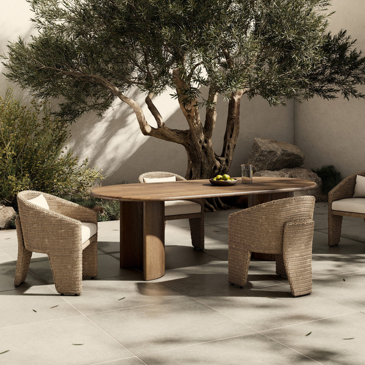 Paden Outdoor Dining Table-94" in Stained Toasted Brown-FSC from Four Hands - Luna Furniture
