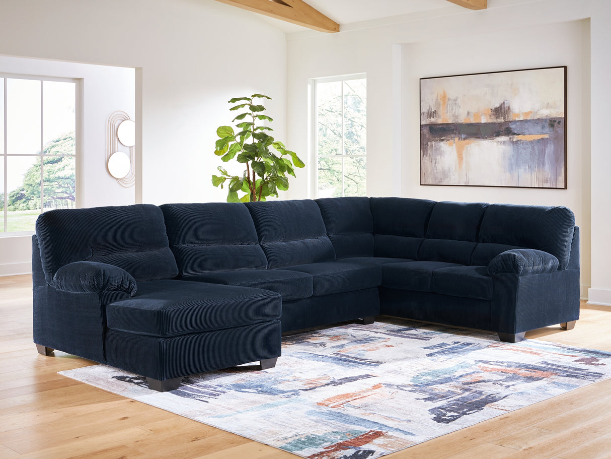 SimpleJoy Navy 3-Piece Sectional with Chaise from Ashley Furniture - Luna Furniture