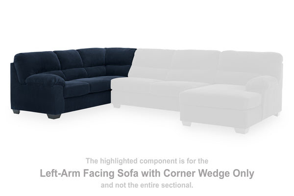 SimpleJoy Navy Left-Arm Facing Sofa with Corner Wedge