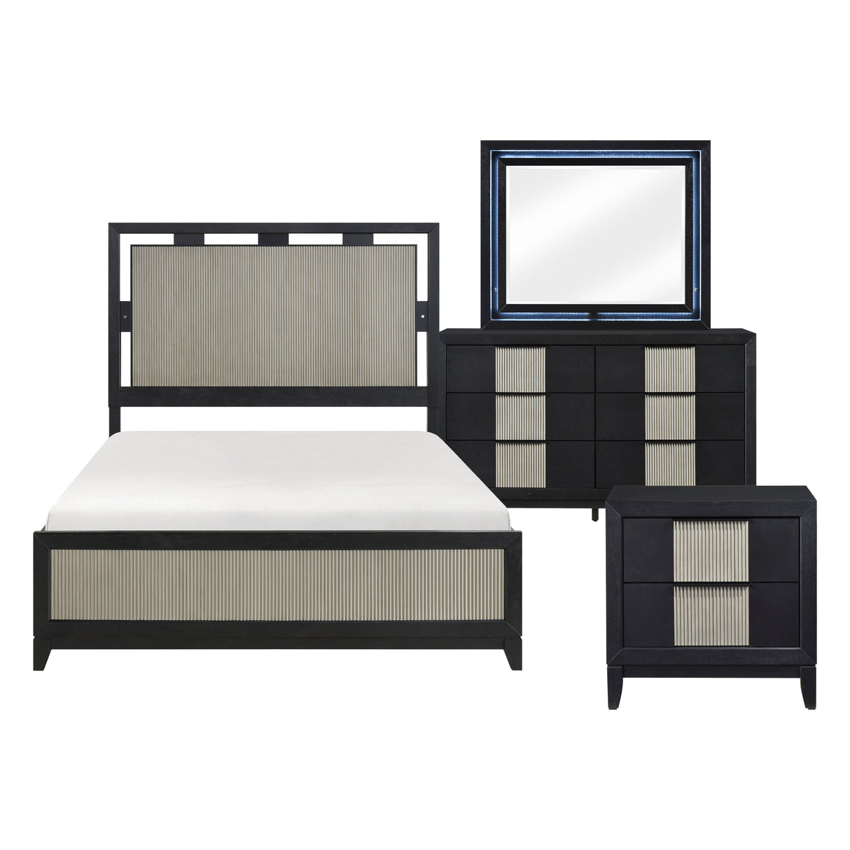 Garrison Charcoal 4pc Set (QB+NS+DR+MR) from Homelegance - Luna Furniture