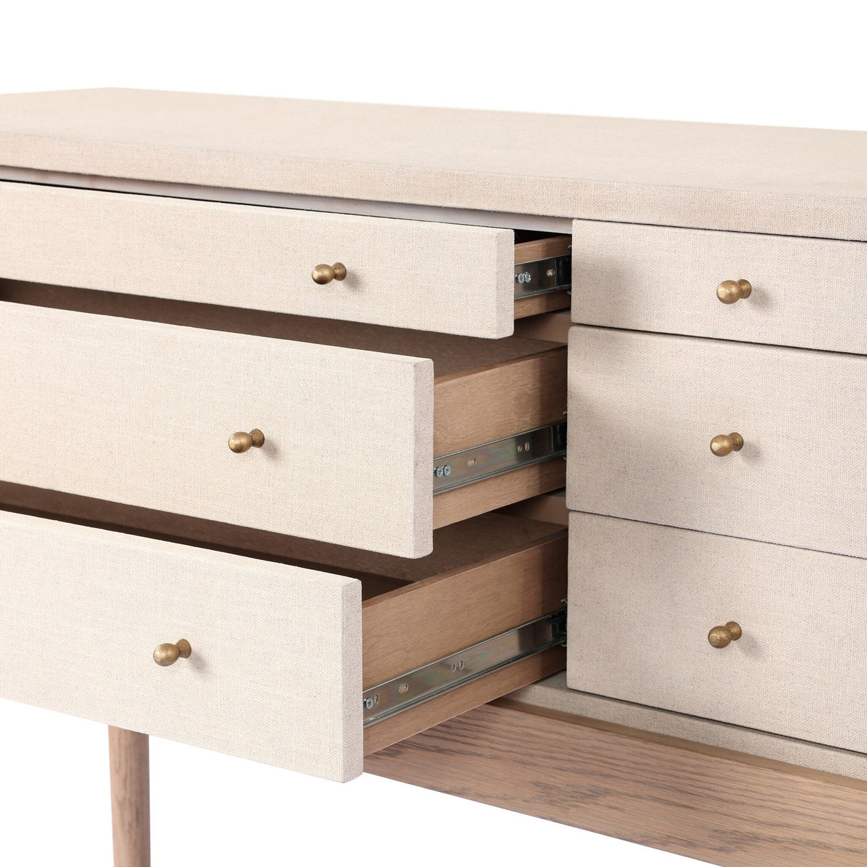 Ford Console Table in Beige Painted Linen from Four Hands - Luna Furniture