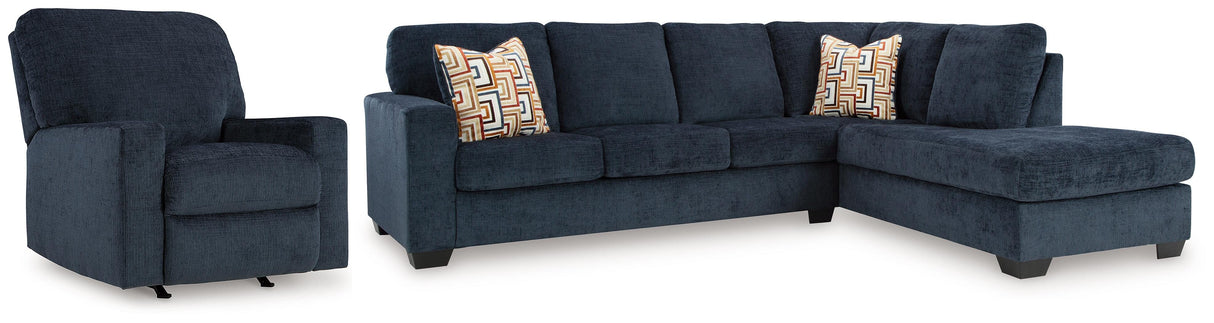 Aviemore Ink 2-Piece Sectional with Chaise and Rocker Recliner from Ashley - Luna Furniture