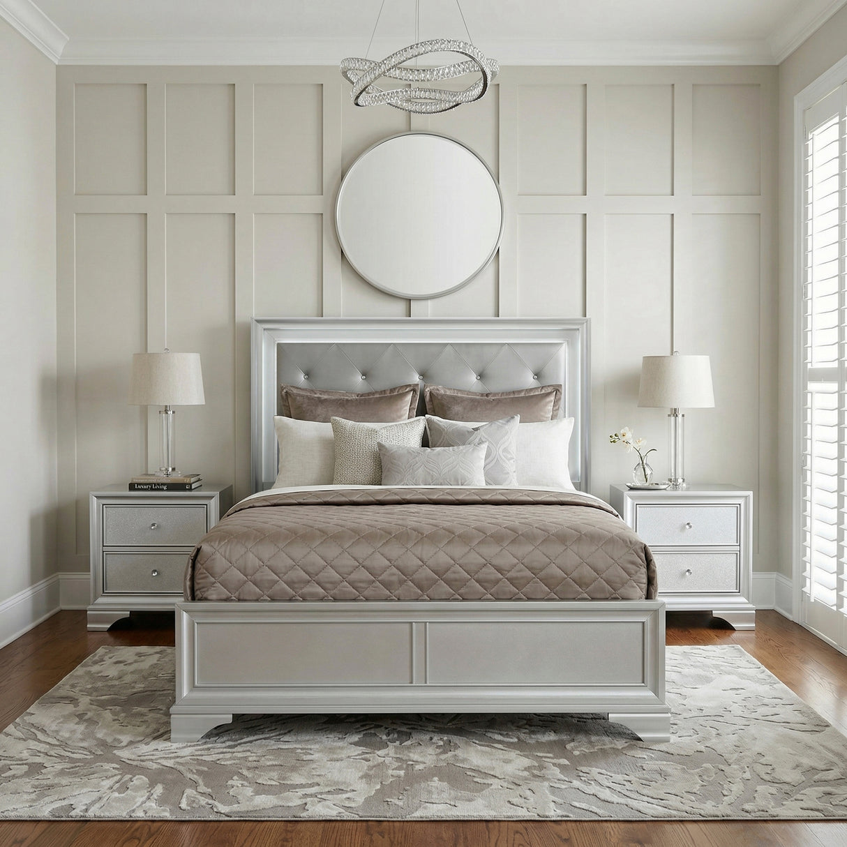 Anatole Metallic Silver Eastern King Bed from Homelegance - Luna Furniture