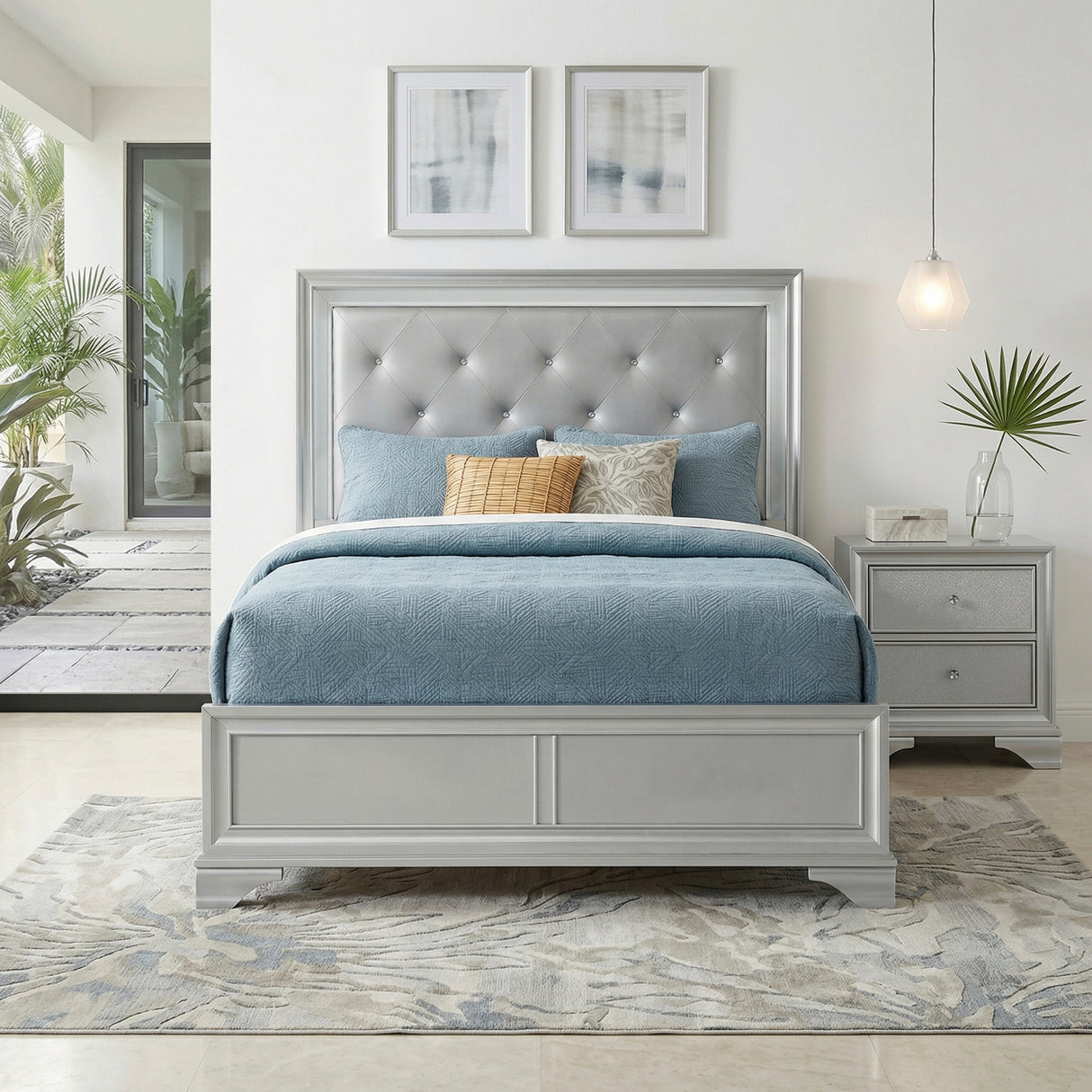 Anatole Metallic Silver Queen Bed from Homelegance - Luna Furniture