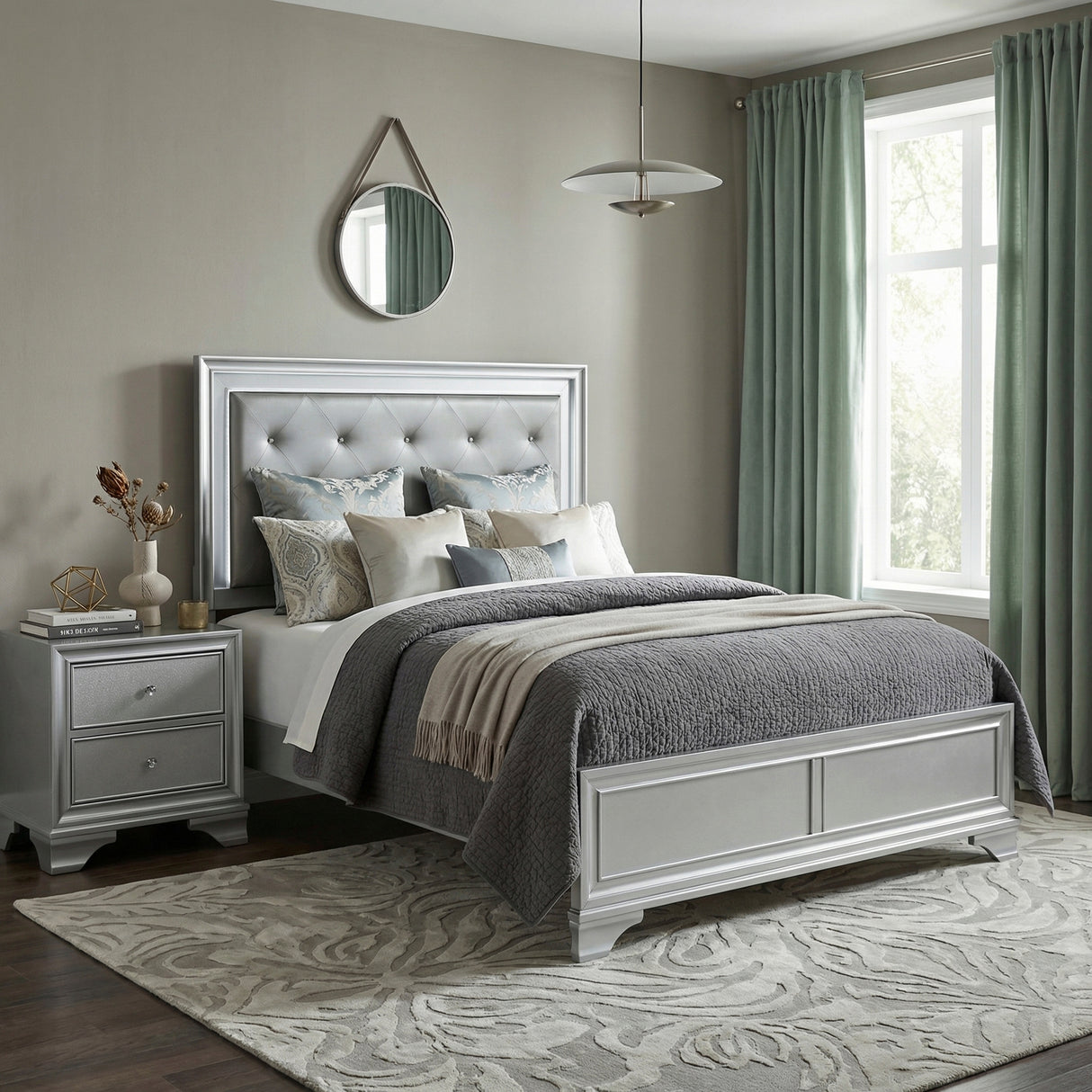 Anatole Metallic Silver Queen Bed from Homelegance - Luna Furniture