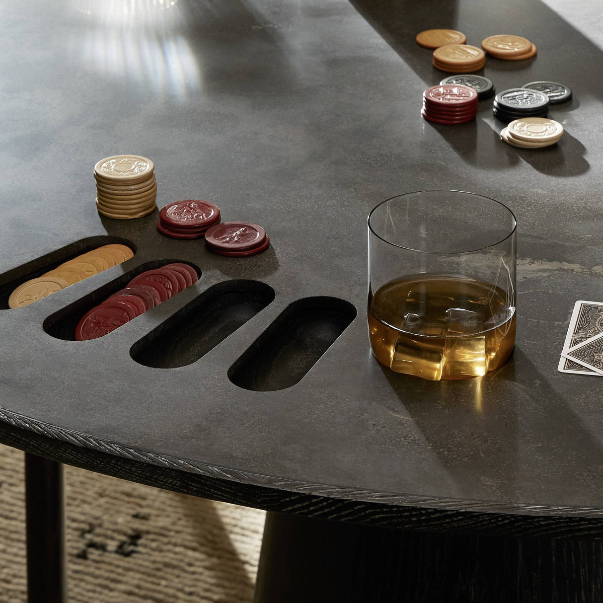 Skye Poker Table in Washed Black from Four Hands - Luna Furniture