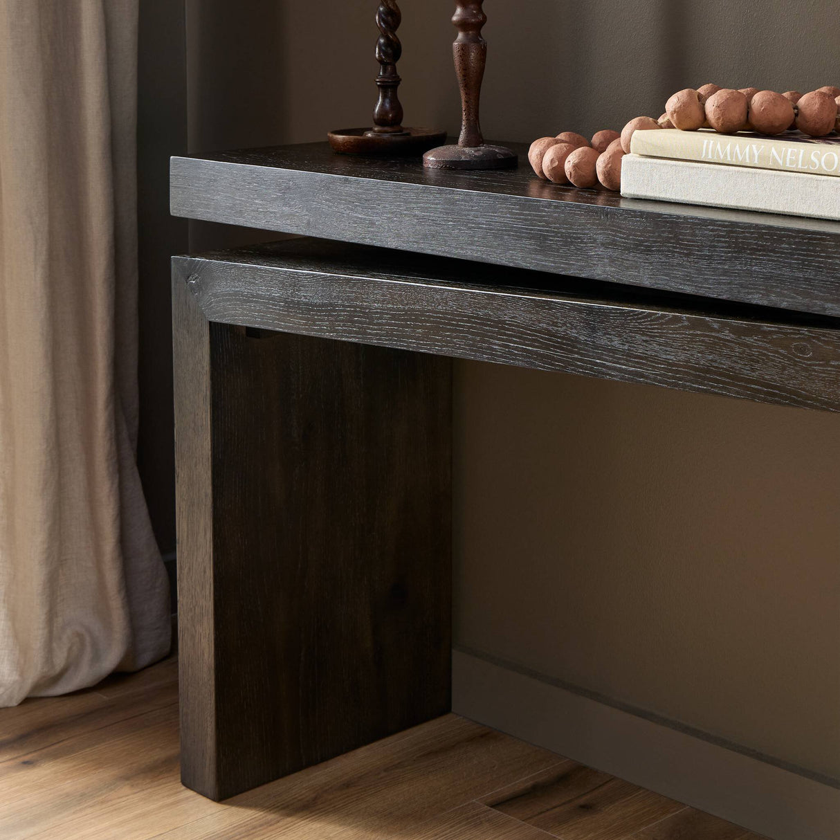 Matthes Console Table - 94" in Smoked Black Veneer from Four Hands - Luna Furniture