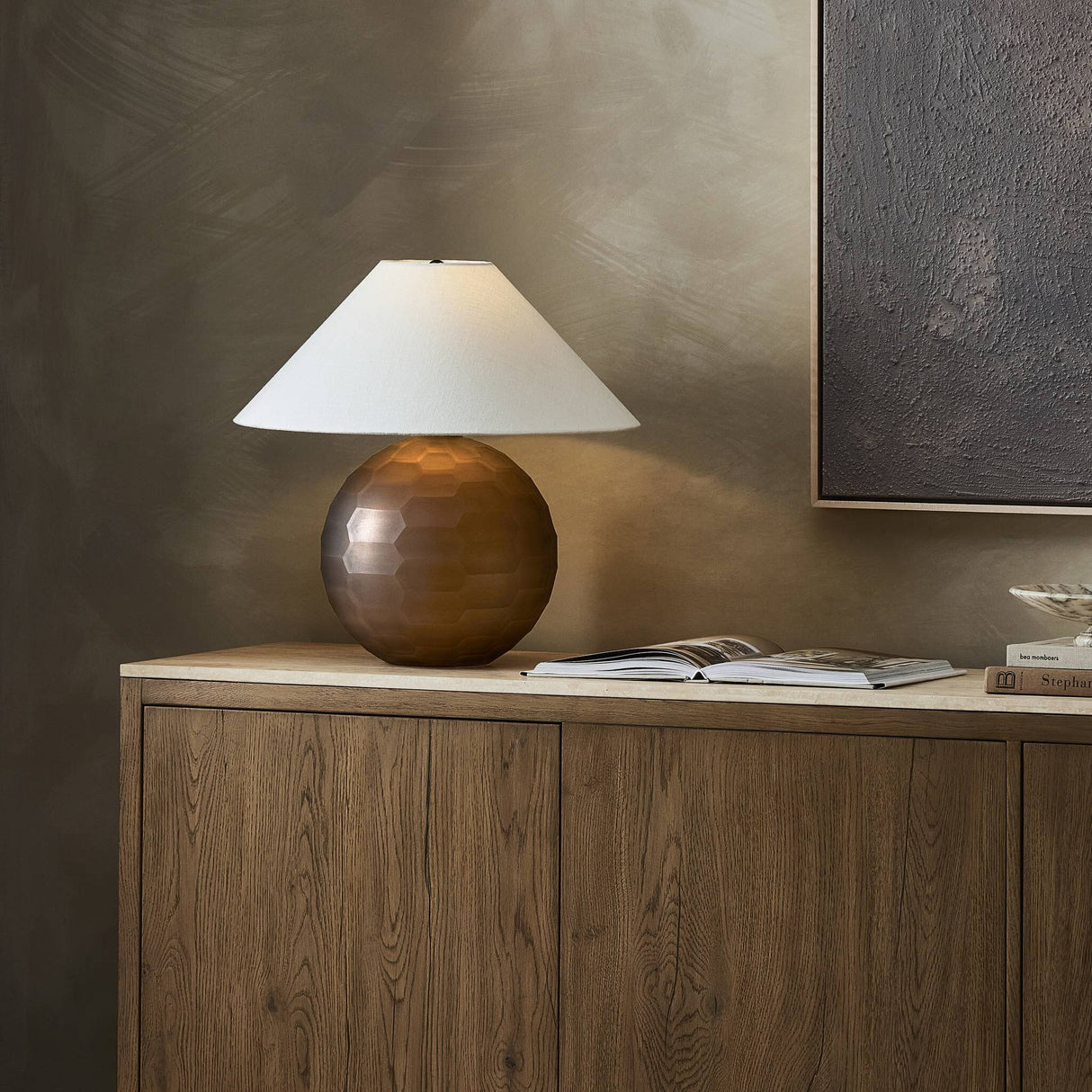 Sienna Table Lamp in Smoked Textured Glass from Four Hands - Luna Furniture