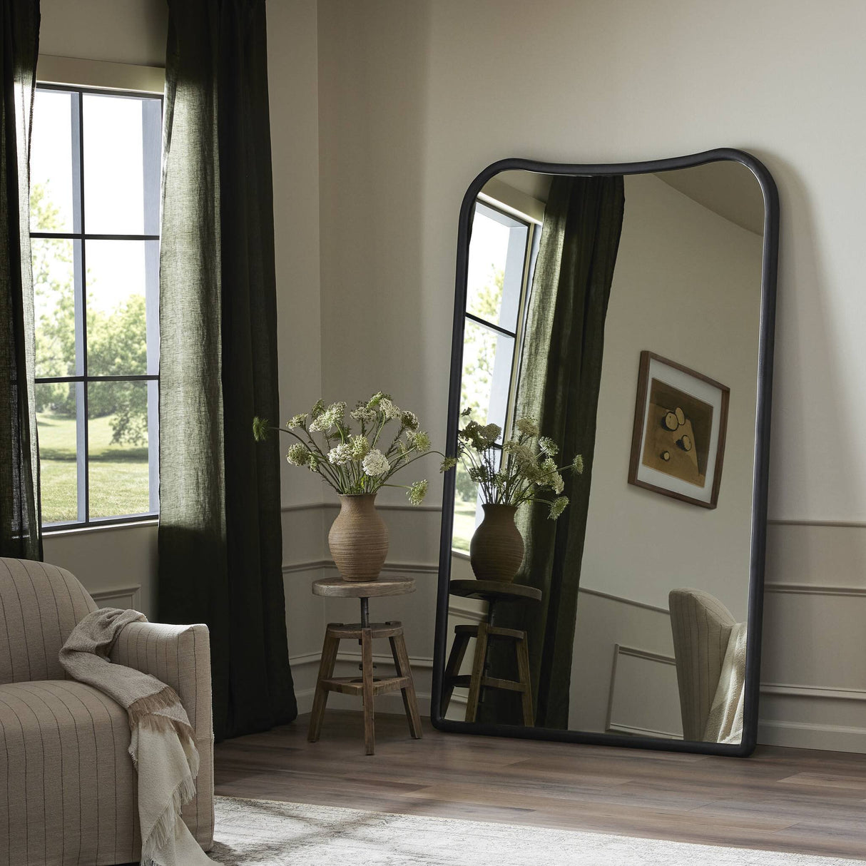 Patz Floor Mirror in Black Antique from Four Hands - Luna Furniture