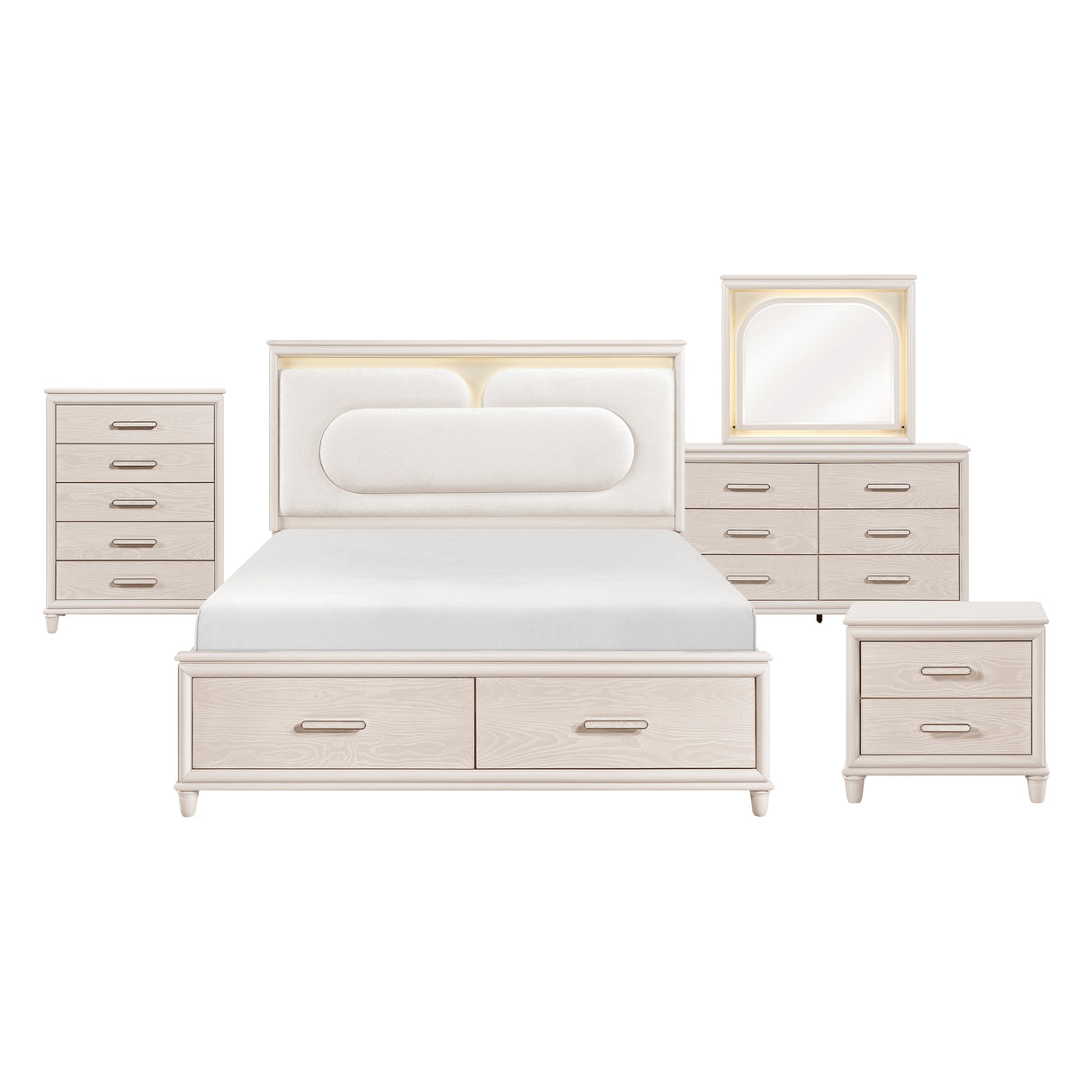 Lunaris Beige 5pc Set (QB+NS+DR+MR+CH) from Homelegance - Luna Furniture
