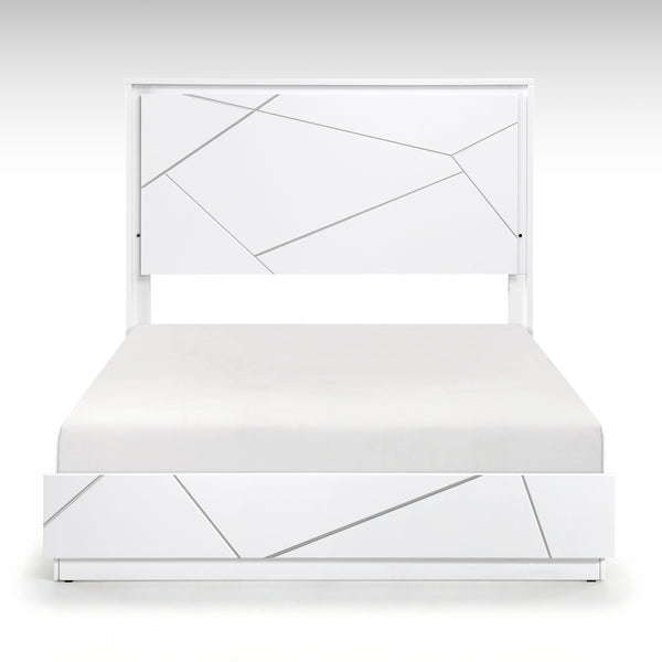 Orlo White Eastern King Led Panel Bed
