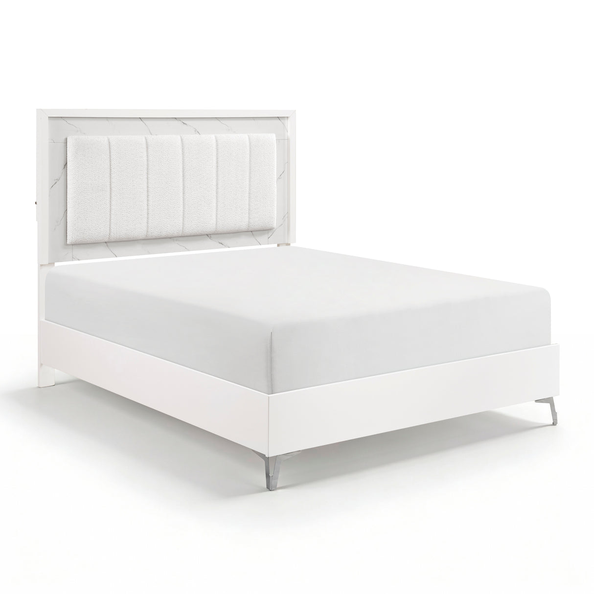 Ripple White Queen Led Panel Bed from Homelegance - Luna Furniture