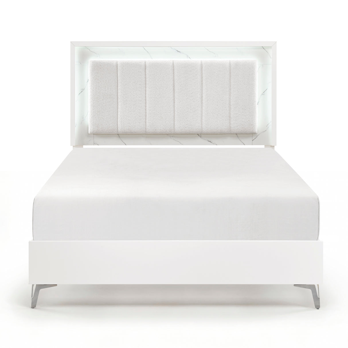 Ripple White Queen Led Panel Bed from Homelegance - Luna Furniture