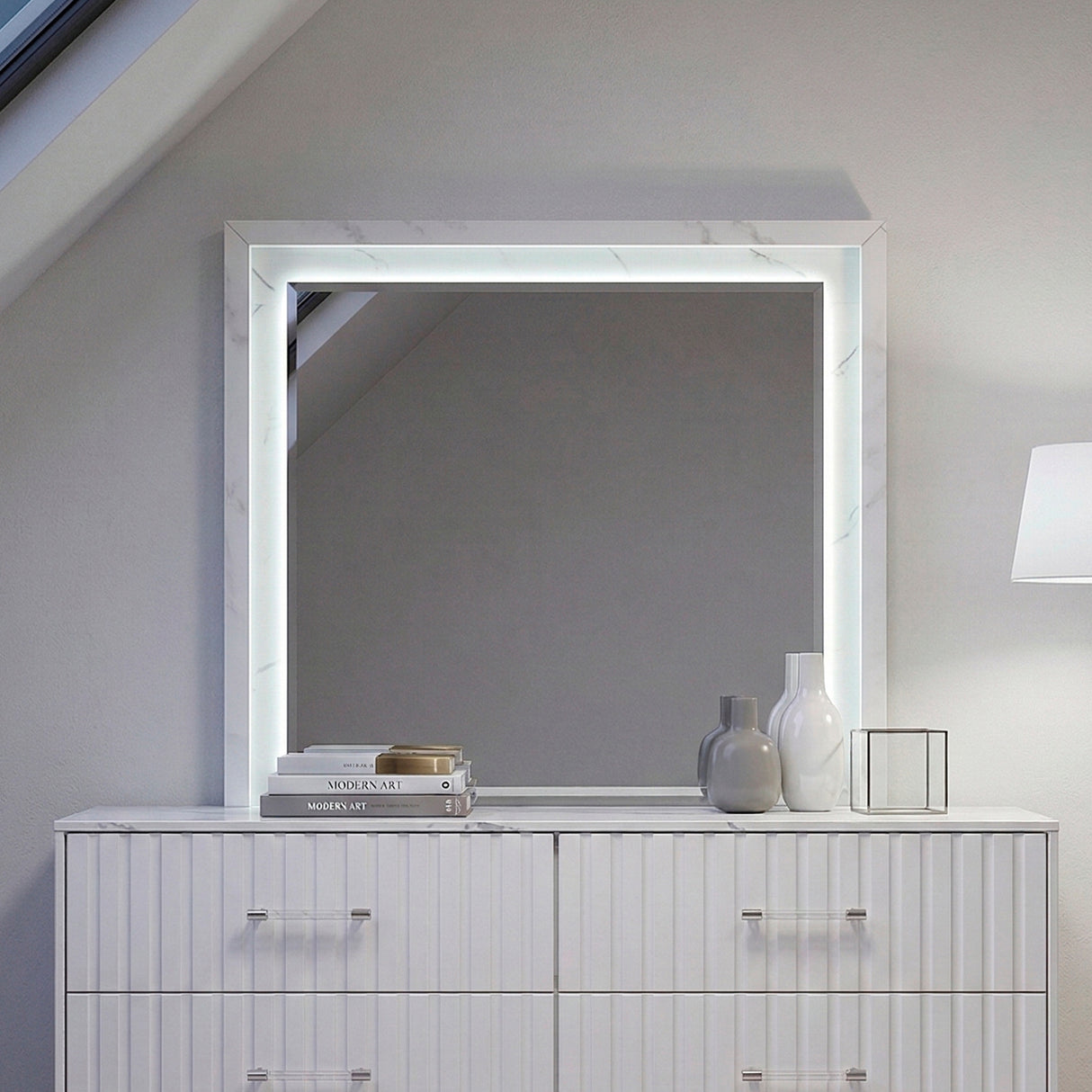 Ripple White Mirror from Homelegance - Luna Furniture