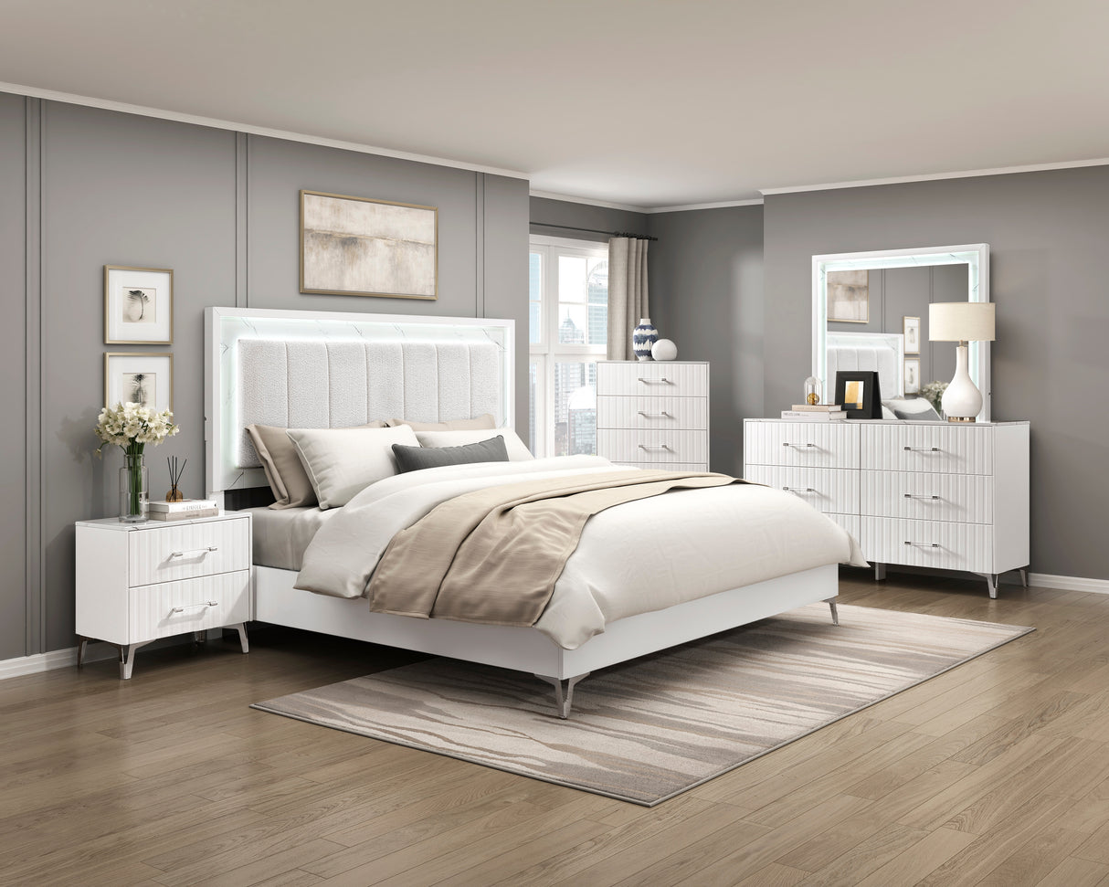 Ripple White Eastern King Bed from Homelegance - Luna Furniture