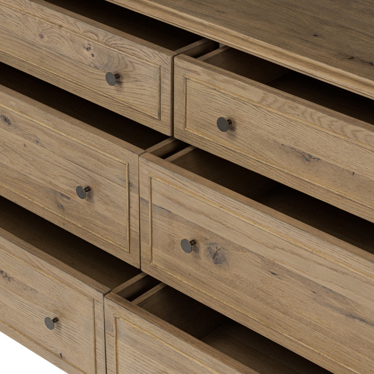 Maggie 6 Drawer Dresser in Aged Smoked Oak Resawn from Four Hands - Luna Furniture