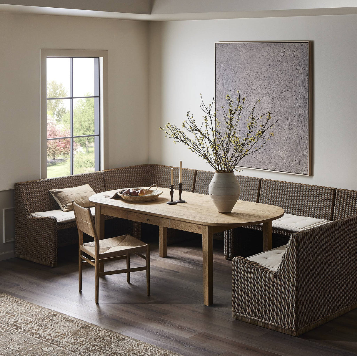 Senna Dining Banquette U-Shape in Broadway Dune from Four Hands - Luna Furniture