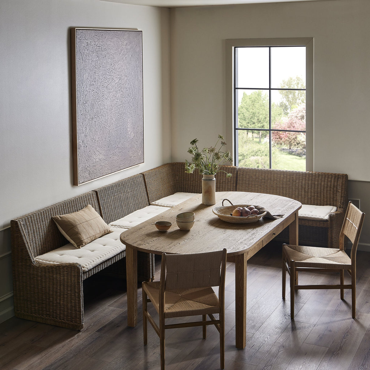 Senna Dining Banquette L-Shape in Broadway Dune from Four Hands - Luna Furniture