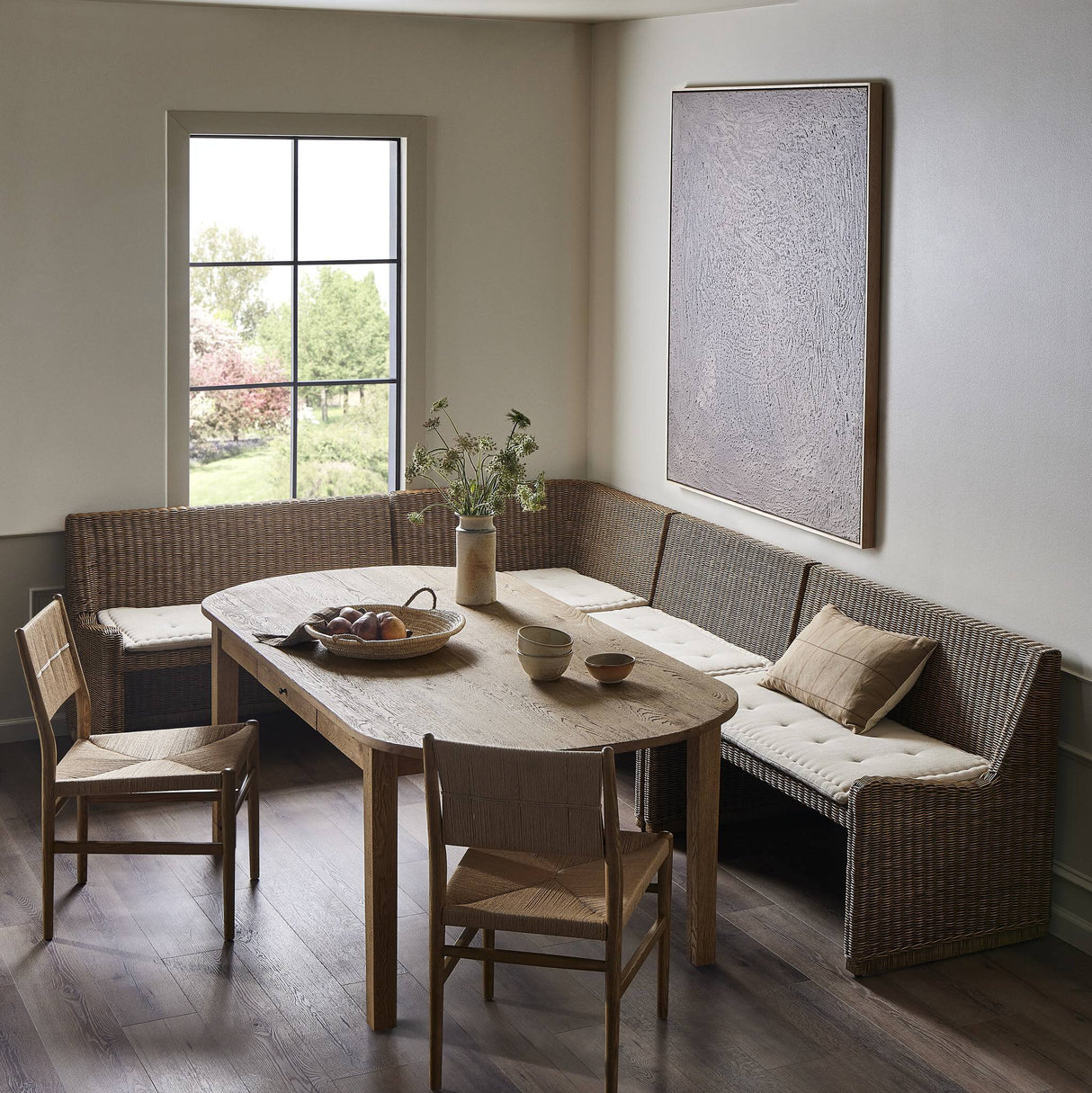 Senna Dining Banquette L-Shape in Broadway Dune from Four Hands - Luna Furniture