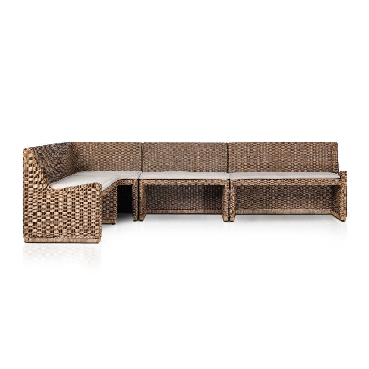 Senna Dining Banquette L-Shape in Broadway Dune from Four Hands - Luna Furniture