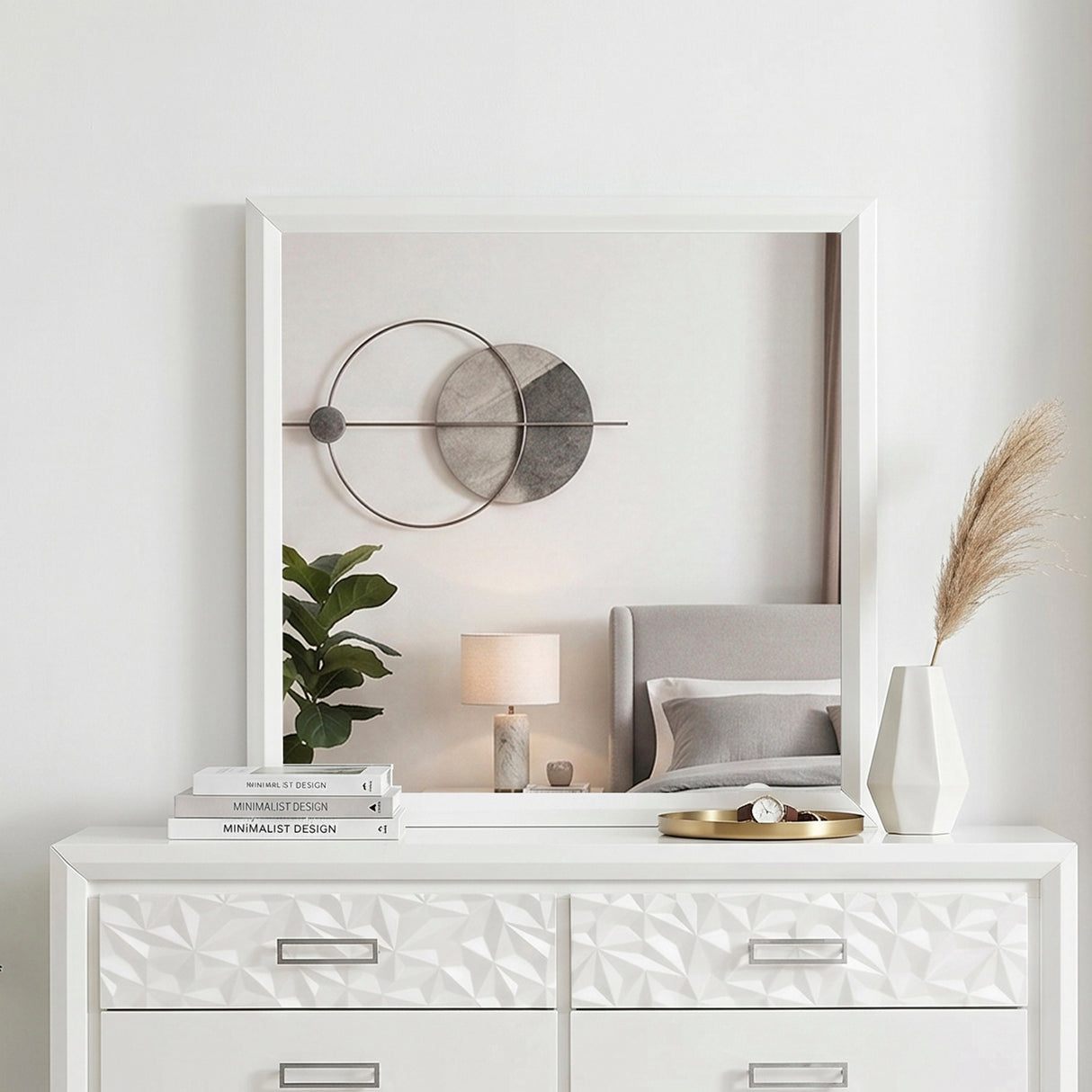 Luna Pearl White Bedroom Mirror