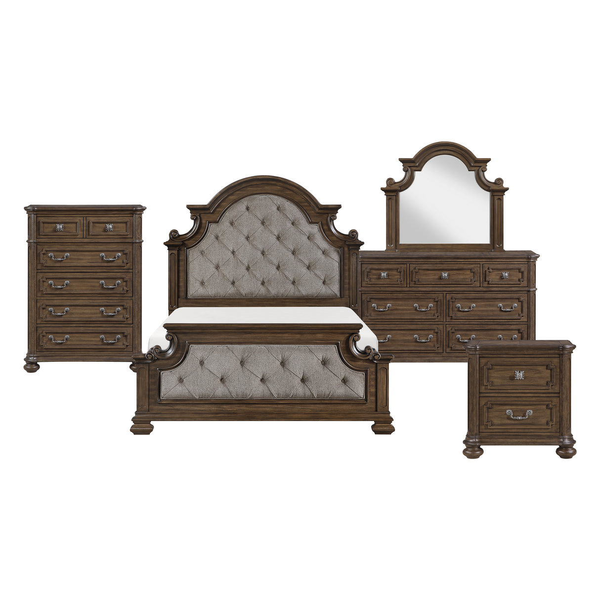 Wengen Brown 4pc Set (QB+NS+DR+MR) from Homelegance - Luna Furniture