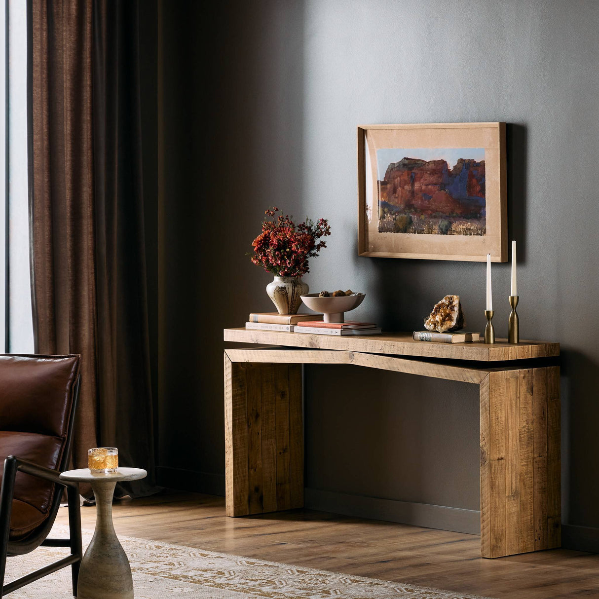 Matthes Console Table - 60" in Sierra Rustic Natural from Four Hands - Luna Furniture