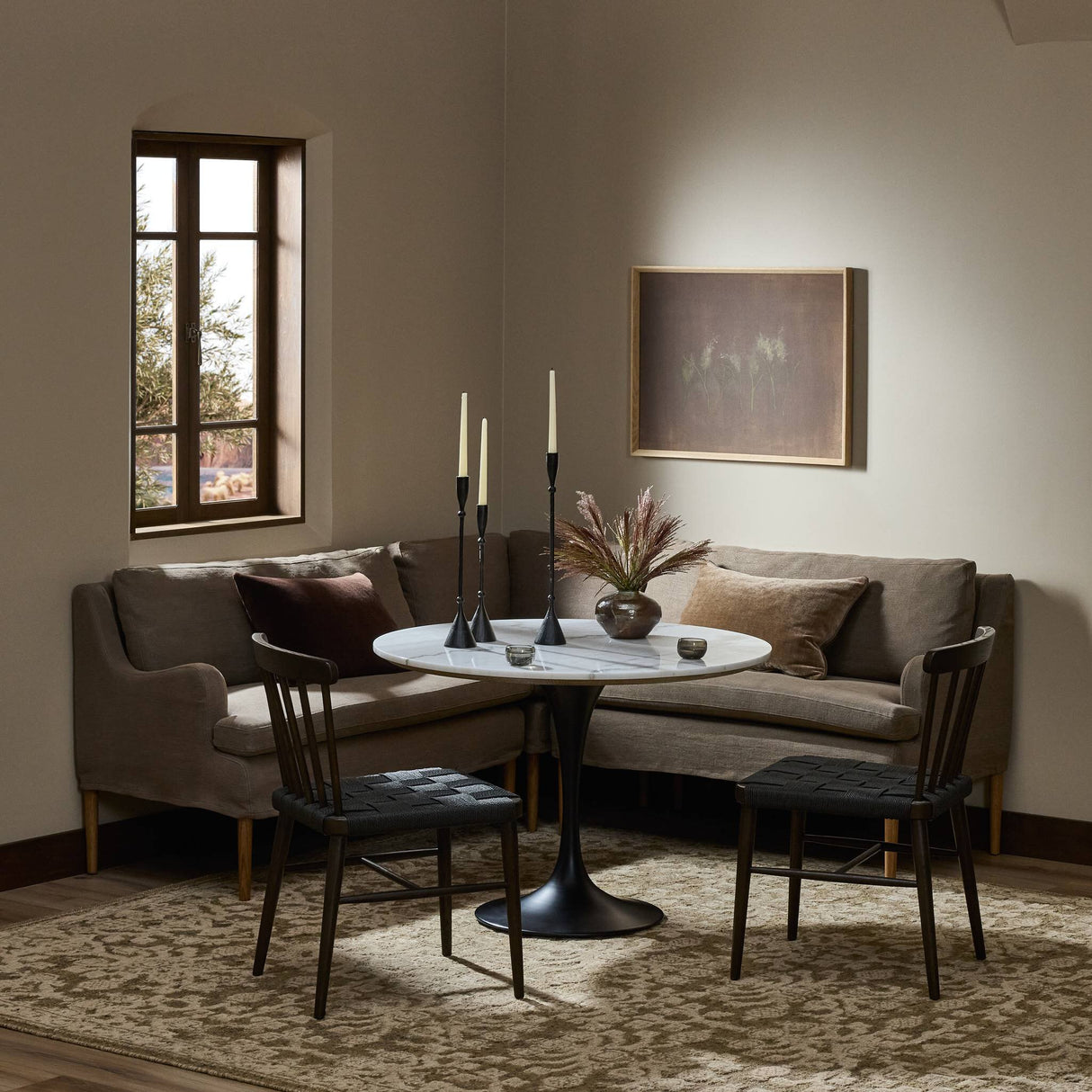 Aurelia Dining Banquette L-Shape in Broadway Coffee from Four Hands - Luna Furniture