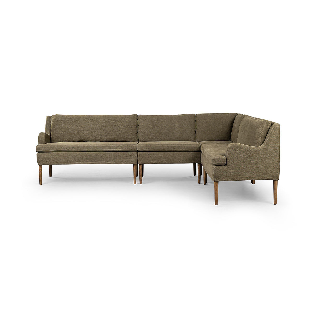 Aurelia Dining Banquette L-Shape in Broadway Olive from Four Hands - Luna Furniture