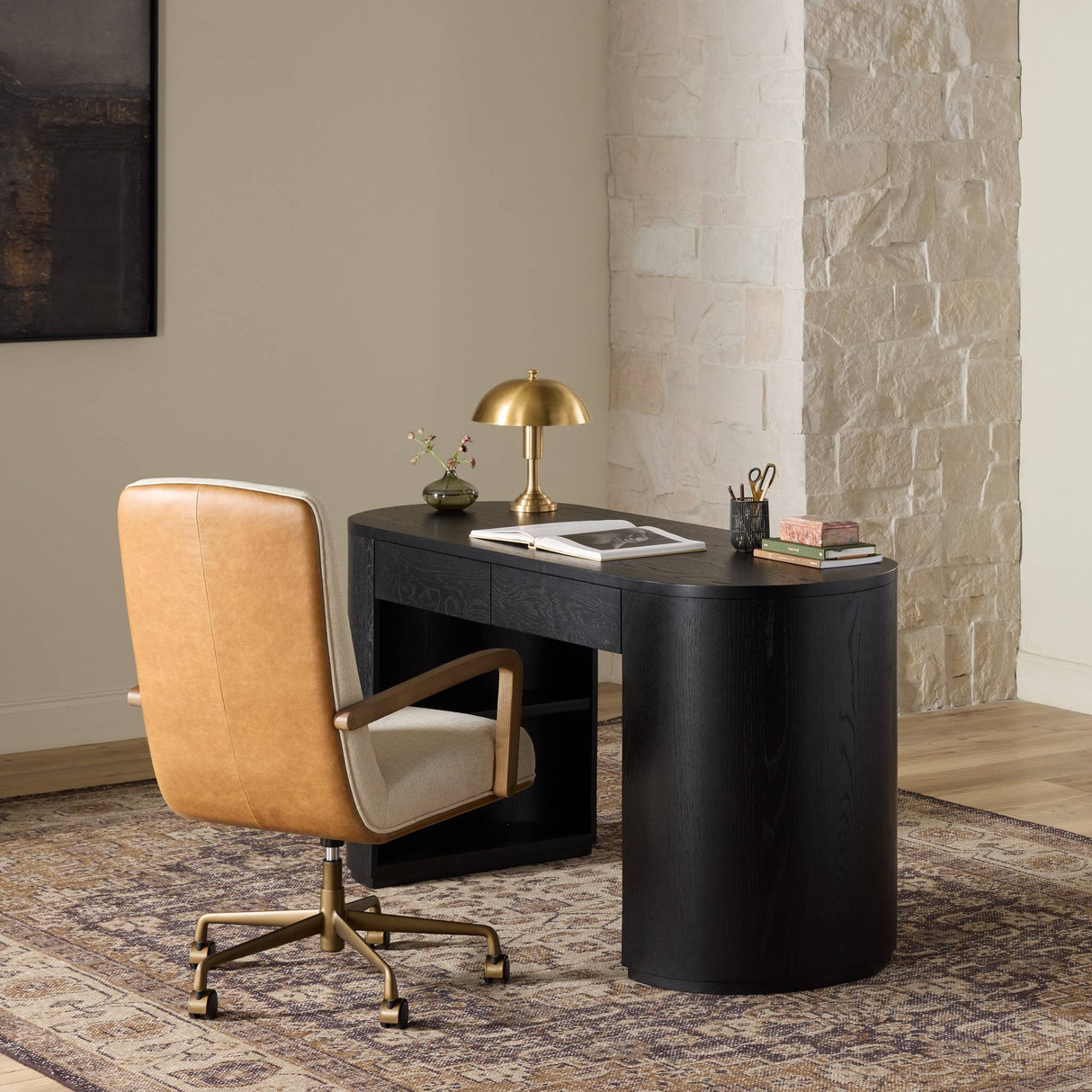 Timeo Desk Chair in Chaps Saddle from Four Hands - Luna Furniture