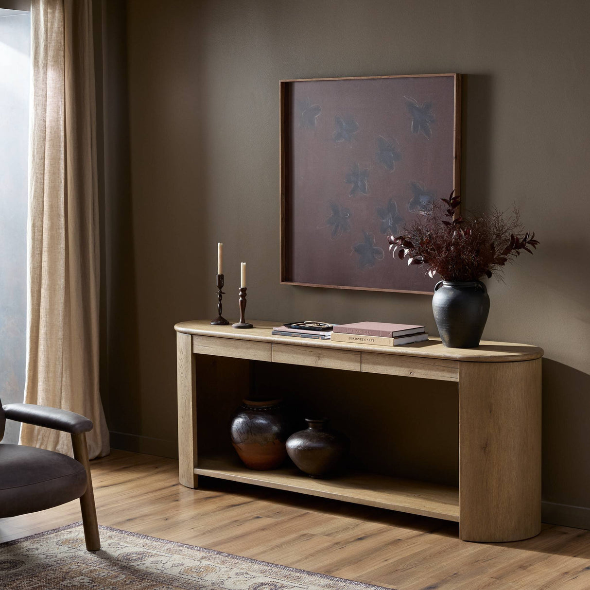 Farrow Console Table in Drifted Oak Veneer from Four Hands - Luna Furniture