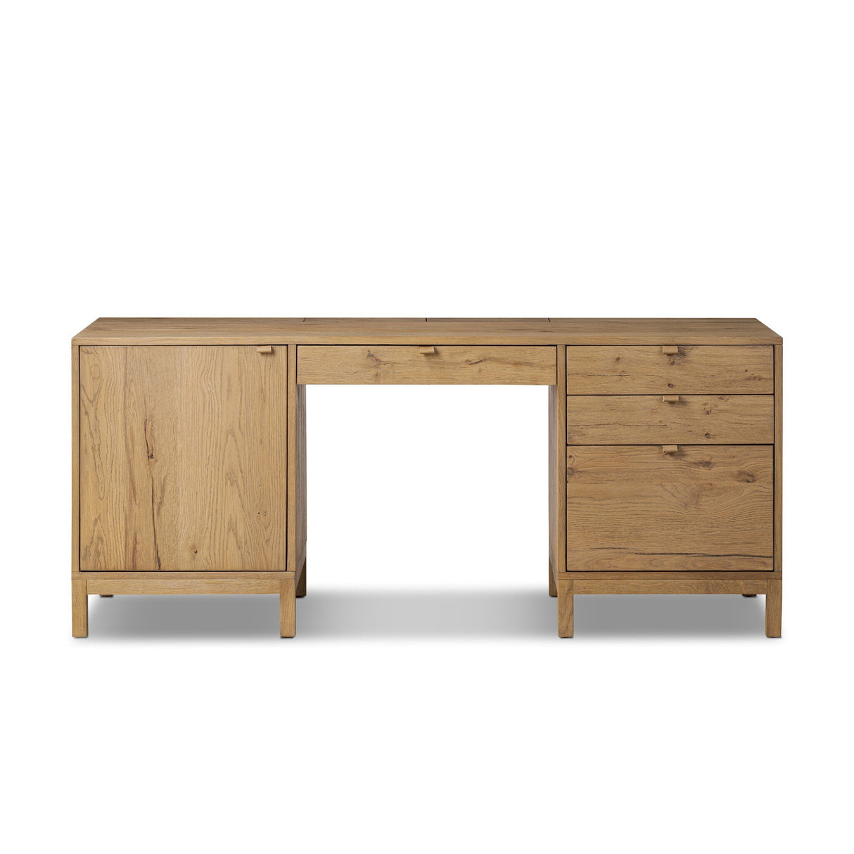 Tula Executive Desk in Worn Oak Veneer from Four Hands - Luna Furniture