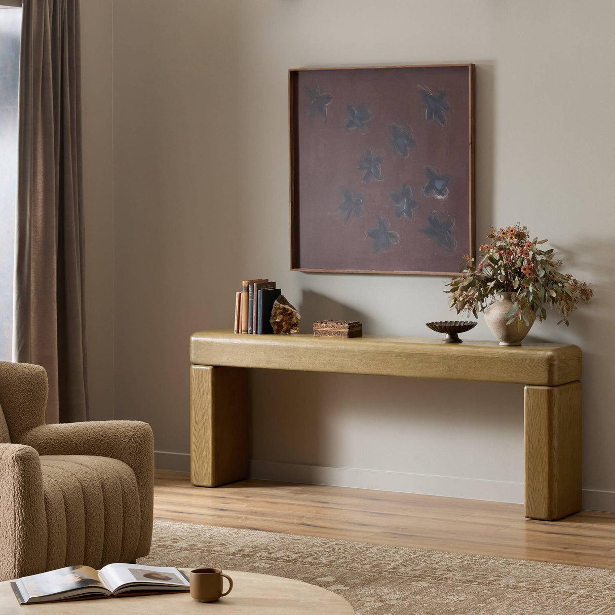 Eva Console Table in Drifted Oak Veneer from Four Hands - Luna Furniture