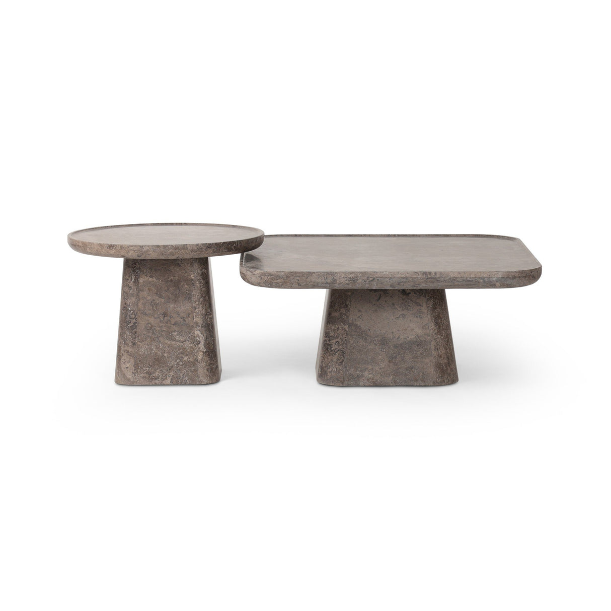 Zane Coffee Table Set in Warm Grey Marble from Four Hands - Luna Furniture