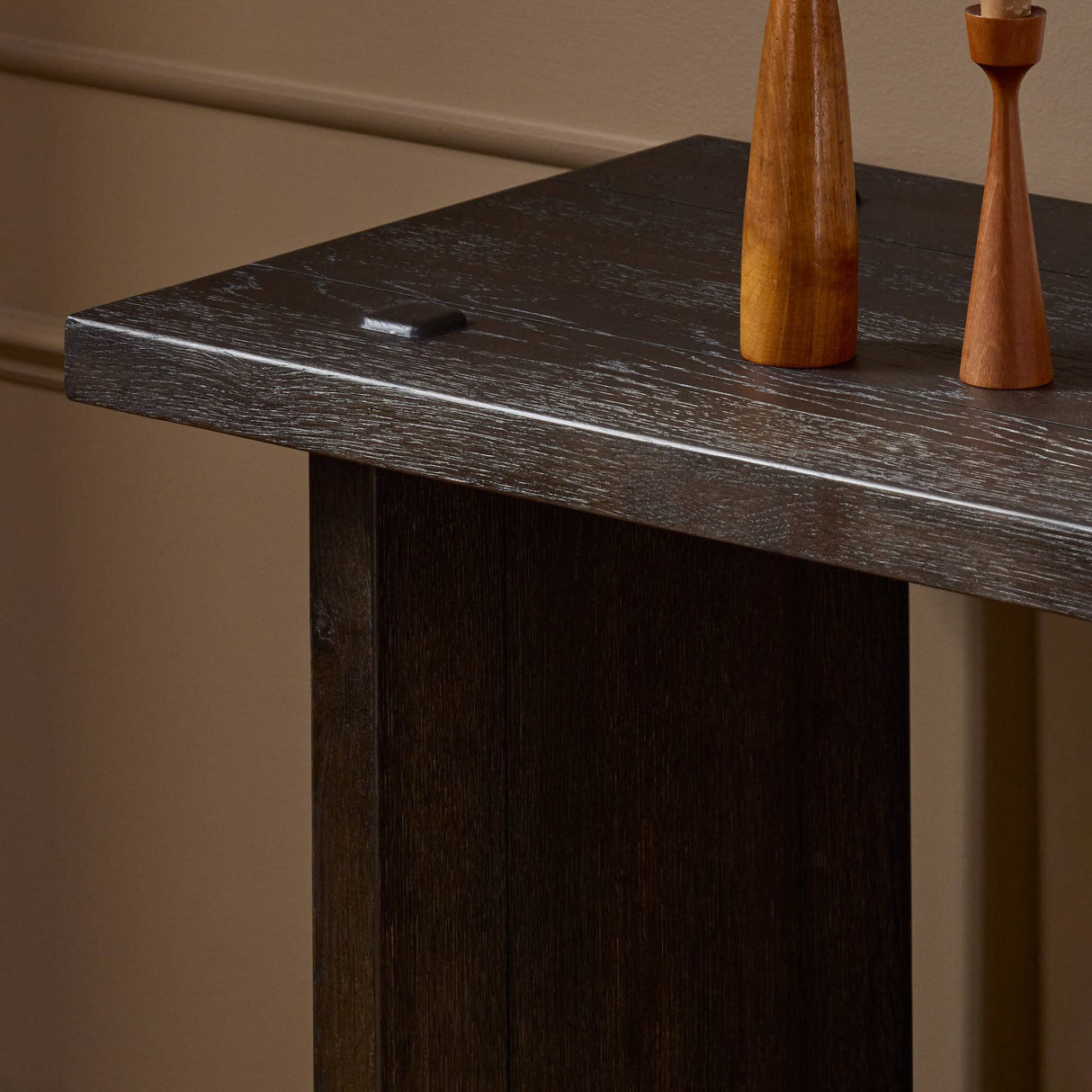 Zeno Console Table in Smoked Black Resawn Oak from Four Hands - Luna Furniture
