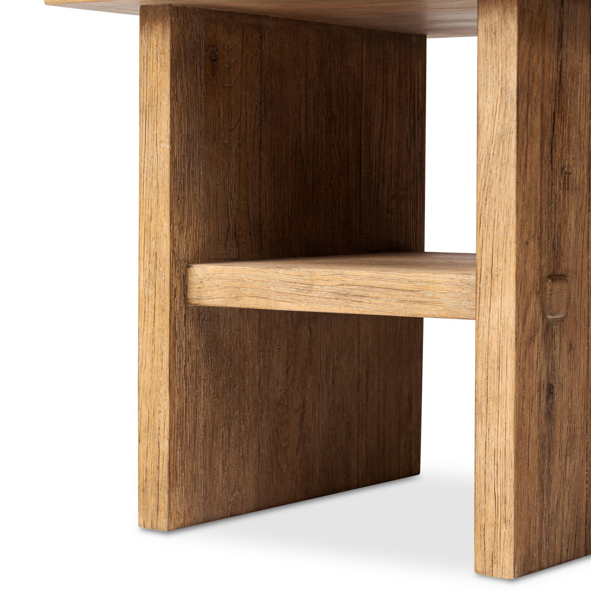 Zeno End Table in Distressed Blonde Oak Veneer from Four Hands - Luna Furniture