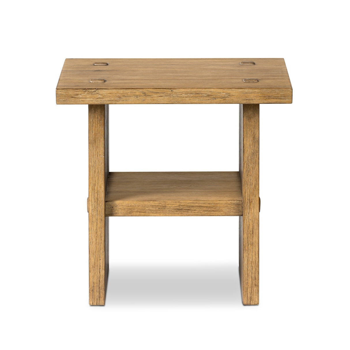 Zeno End Table in Distressed Blonde Oak Veneer from Four Hands - Luna Furniture