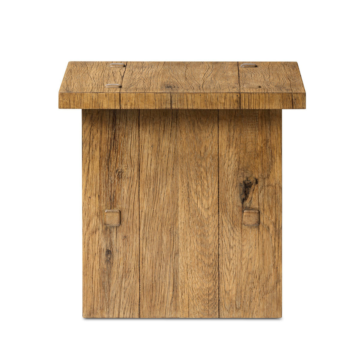Zeno End Table in Distressed Blonde Oak Veneer from Four Hands - Luna Furniture