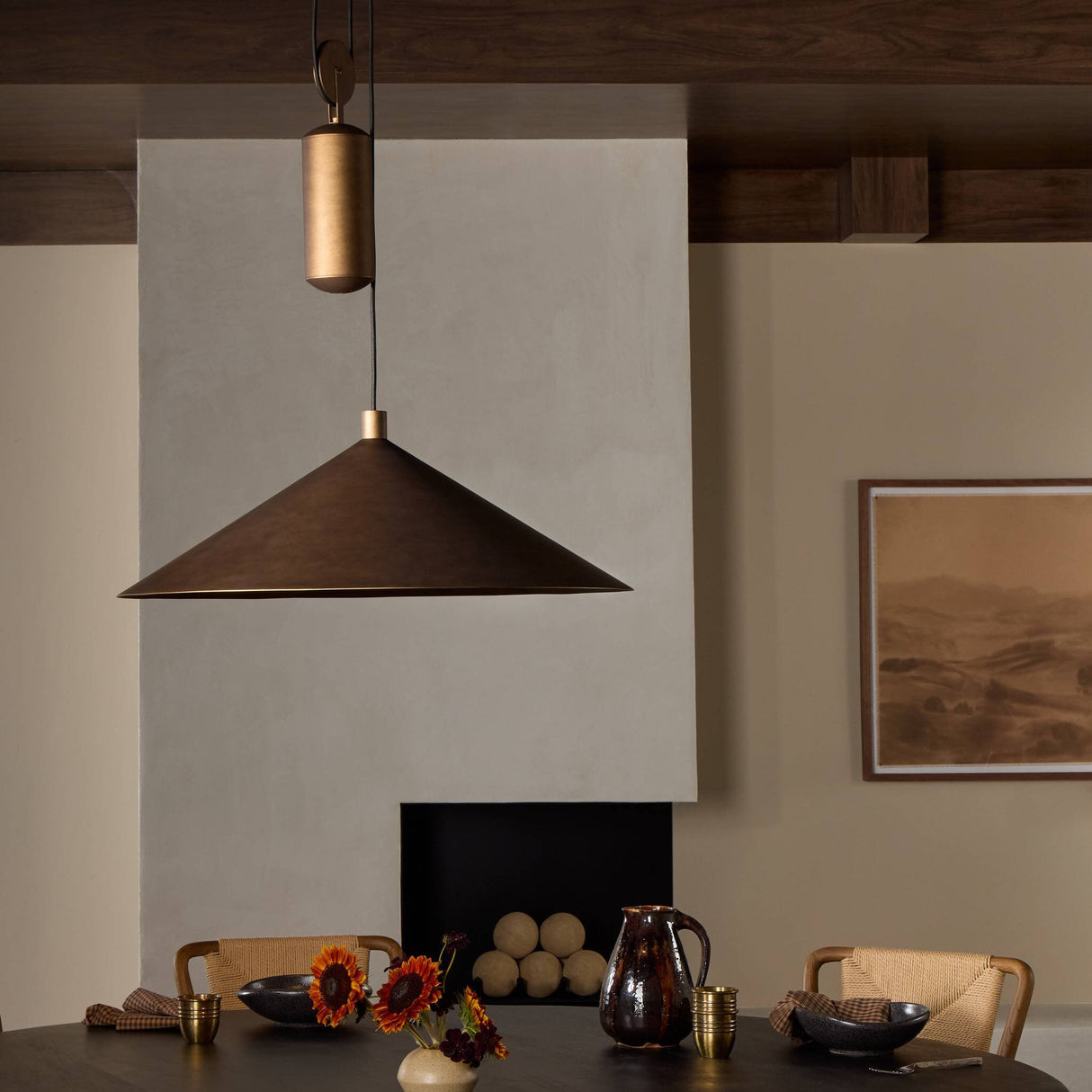 Emeric Pendant in Burnished Brass Aluminum from Four Hands - Luna Furniture