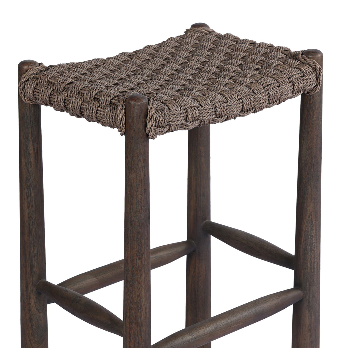 Savio Outdoor Bar + Counter Stool in Dark Textured Woven from Four Hands - Luna Furniture