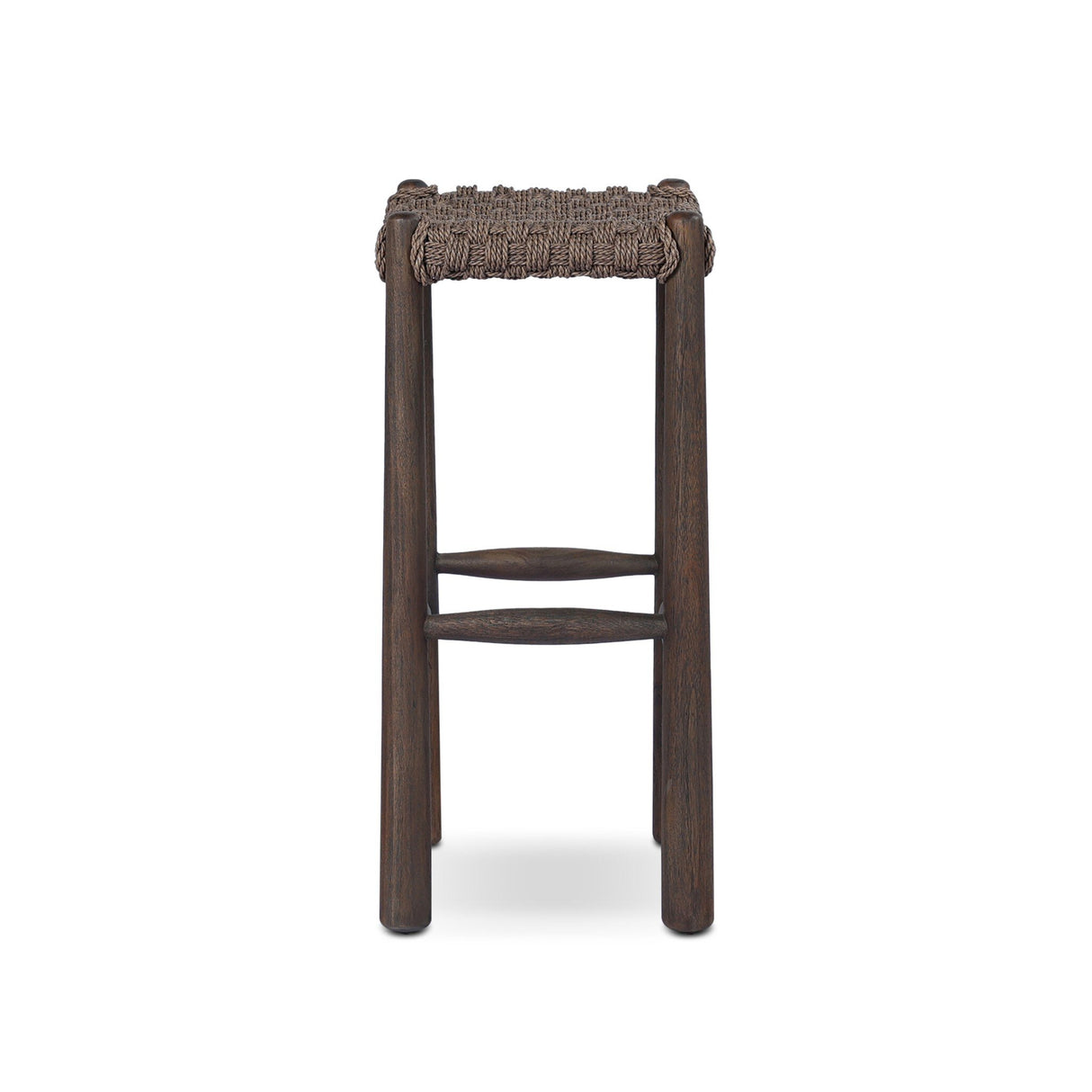 Savio Outdoor Bar + Counter Stool in Dark Textured Woven from Four Hands - Luna Furniture
