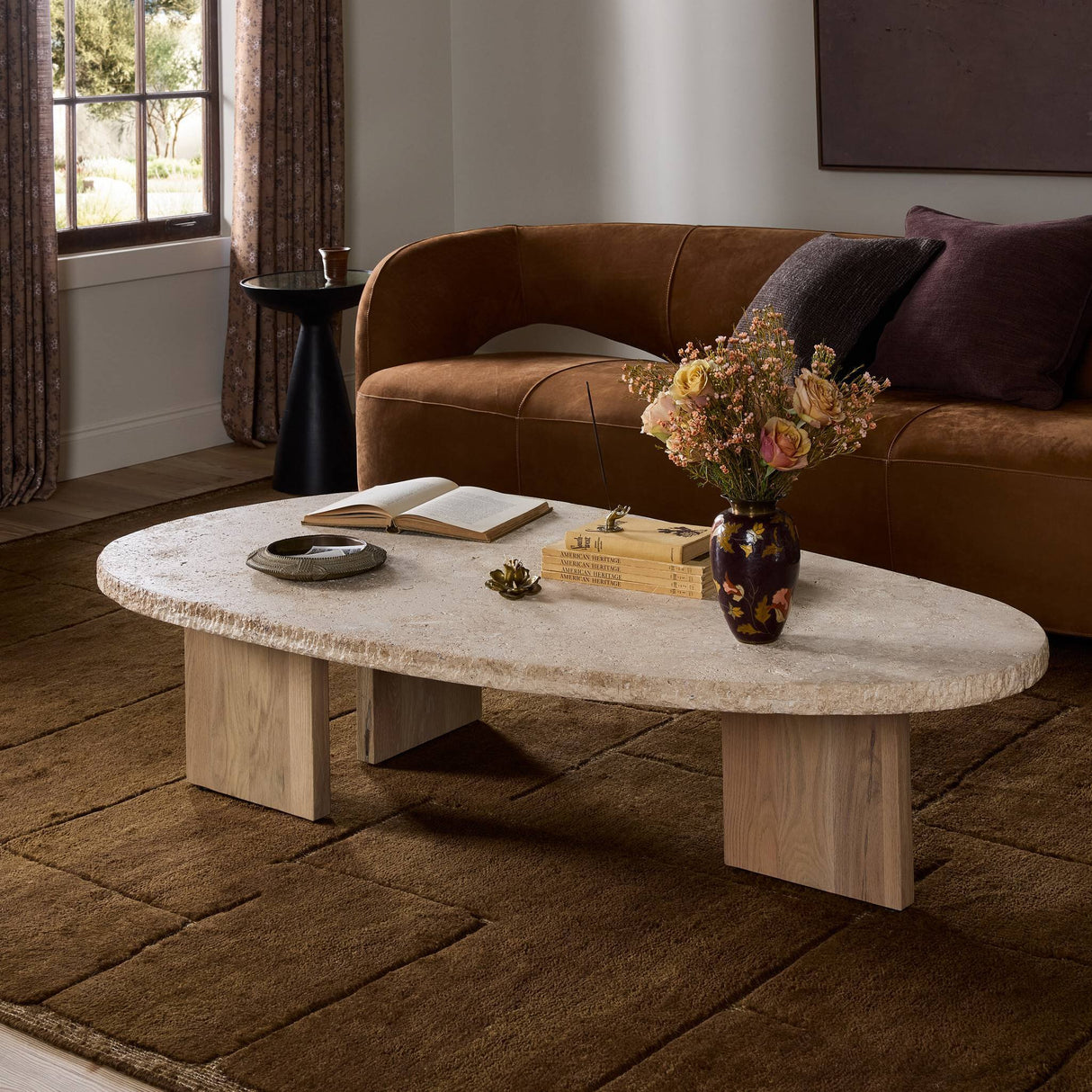 Telma Coffee Table in Chiseled Beige Lavastone from Four Hands - Luna Furniture