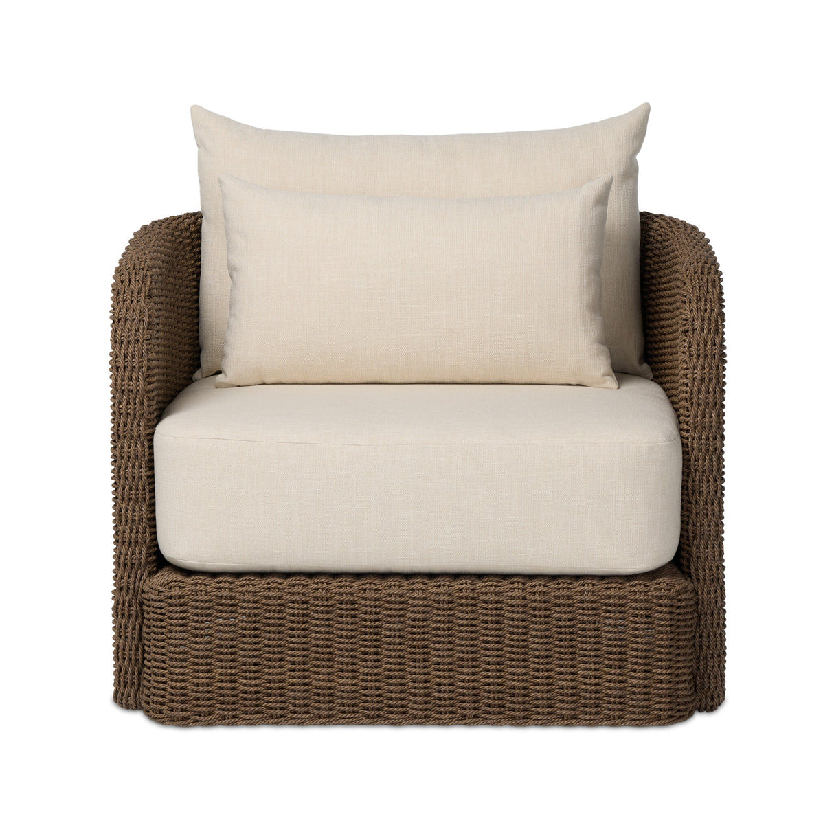 Corrigan Outdoor Swivel Chair in Liller Ivory from Four Hands - Luna Furniture