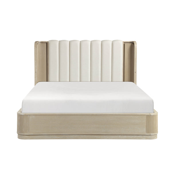 Ribbon Light Brown Upholstered King Bed