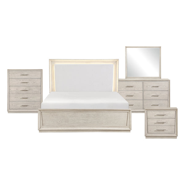 Solas Wire Brushed Gray 5-Piece Queen Bedroom Set