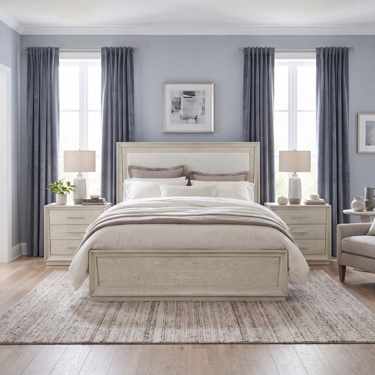 Solas Pearl Eastern King LED Upholstered Panel Bed from Homelegance - Luna Furniture