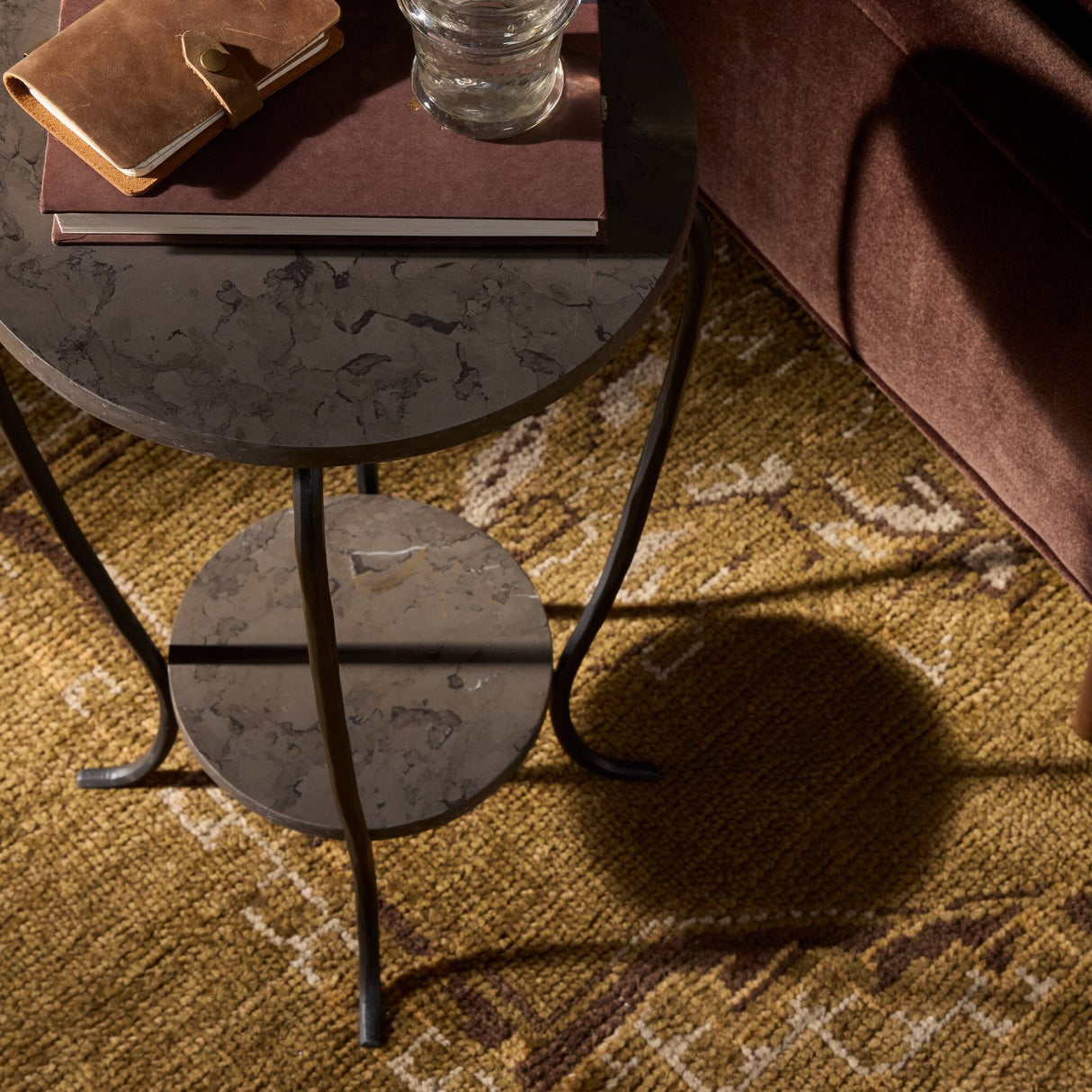 Nina End Table in Grey Italian Marble from Four Hands - Luna Furniture