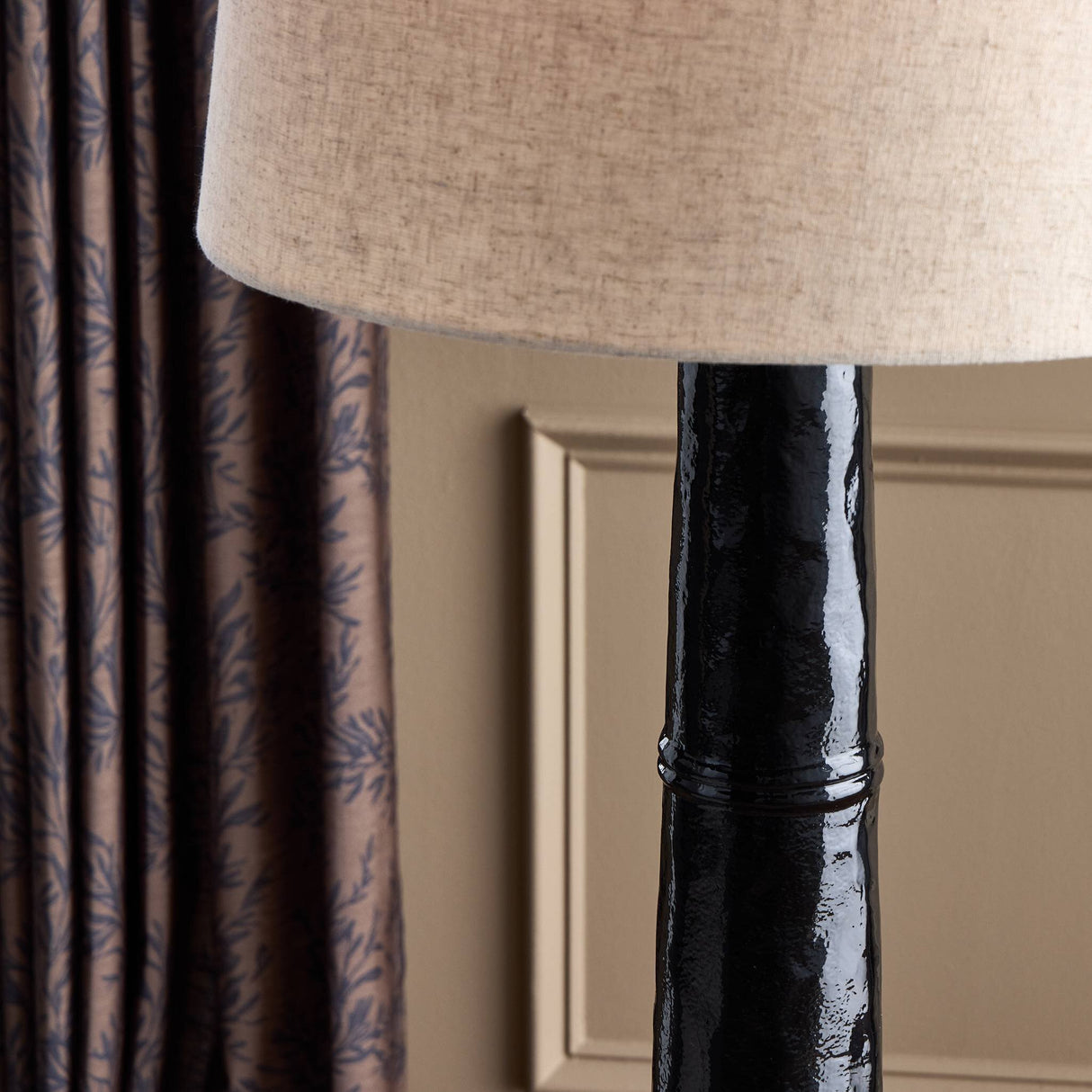 Nerissa Floor Lamp in Glossy Black Cast Aluminum from Four Hands - Luna Furniture