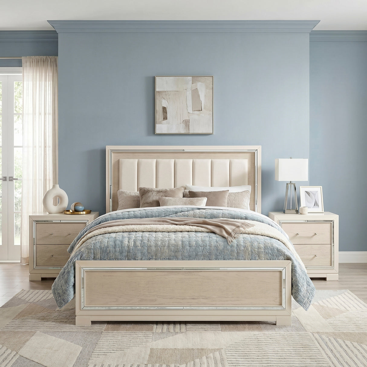 Alabaster Light Gray/Cream Queen Bed from Homelegance - Luna Furniture